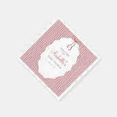 Sweet Pinstriped Red Bow Baby Shower Serviette (Ecke)