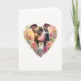 Sweet Pit Bull Hund im Herzkranz Valentinstag Feiertagskarte