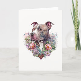 Sweet Pit Bull Hund mit Blume Valentinstag Feiertagskarte