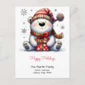 Sweet Polar Bear in einer Weihnachtsmannmütze Happ Postkarte (Vorderseite)
