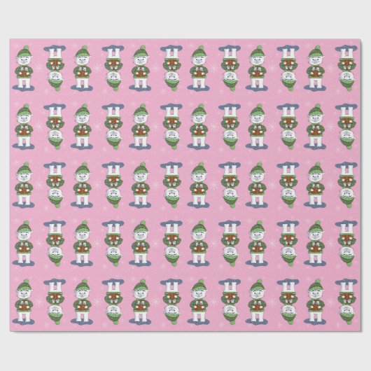 Sweet Polar Bear mit Geschenken Rosa Wrapping Pape Geschenkpapier (Flach)