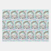 Sweet Polar Bear Personalize Name Christmas 3 Geschenkpapier Set (Vorderseite 2)