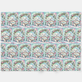 Sweet Polar Bear personalize Name Christmas Fleecedecke