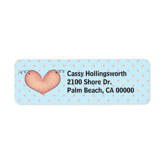 Sweet Polka Dots & Heart Return Address Label (Vorne)