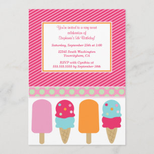 Sweet Popsicles Mädchen Geburtstagsfeier Einladung