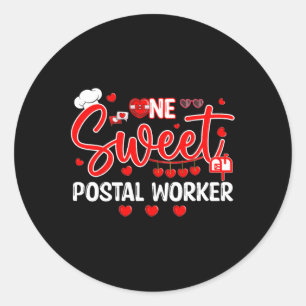 "Sweet Postal Worker Valentine's Day Hearts Proud Runder Aufkleber