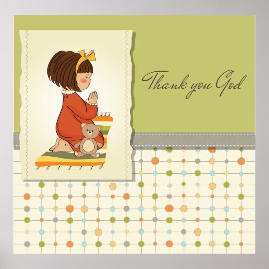 Sweet Praying Girl Thank You God Poster (Vorne)
