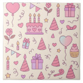 Sweet Princess Party Celebration Pattern Fliese (Vorderseite)