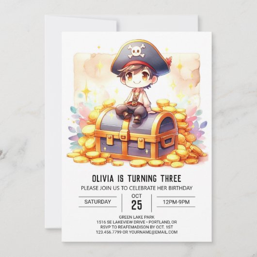 Sweet Printable Pirate Einladung (Vorderseite)