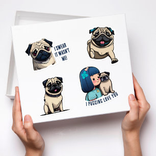 Sweet Pug Stickers Set Aufkleber