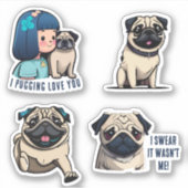Sweet Pug Stickers Set Aufkleber (Vorderseite)