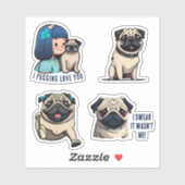 Sweet Pug Stickers Set Aufkleber (Blatt)