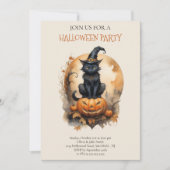 Sweet Pumpkin Black Cat Halloween-Party Einladung (Vorderseite)