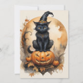 Sweet Pumpkin Black Cat Halloween-Party Einladung (Rückseite)