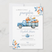 Sweet Pumpkin Blue Baby Dusche Foto QR Code Einladung (Vorderseite)