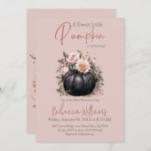 Sweet Pumpkin Blush Pink Floral Fall Baby Dusche Einladung (Vorne/Hinten)