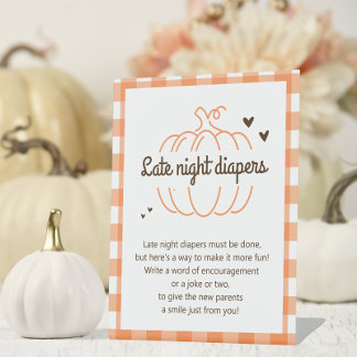 Sweet Pumpkin Fall Baby Dusche Spate Night Diapers Sockelschild