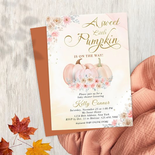 Sweet Pumpkin Floral Baby Dusche Einladung