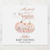 Sweet Pumpkin Floral Baby Dusche Schaumweinetikett (Einzelnes Label)