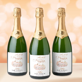 Sweet Pumpkin Floral Baby Dusche Schaumweinetikett