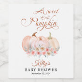 Sweet Pumpkin Floral Baby Dusche Weinetikett (Einzelnes Label)