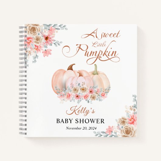 Sweet Pumpkin Floral Baby Showbook Notizblock (Vorderseite)