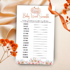 Sweet Pumpkin Floral Word Scramble Baby Dusche