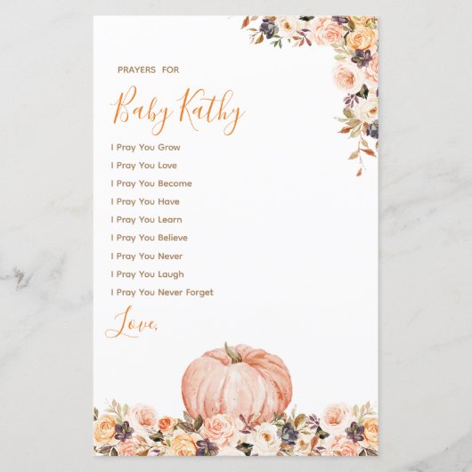 Sweet Pumpkin Rustikale Liebe Gebete für Baby (Vorderseite)