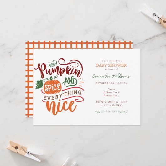 Sweet Pumpkin Spice Herbst Babydusche Einladung (Vorderseite/Rückseite Beispiel)