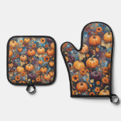 Sweet Pumpkins Fall Pattern Ofenhandschuh & Topflappen-Set (Vorderseite)