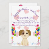 Sweet Puppy Birthday Einladung (Vorne/Hinten)