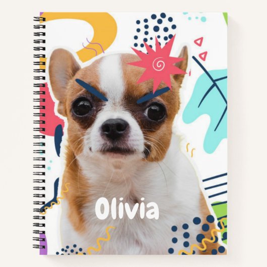Sweet Puppy Gemustert Notebook - Personalisiert Notizblock (Vorderseite)