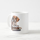 Sweet Puppy mit Büchern und Brillen Kaffeetasse (Vorderseite Links)
