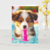 Sweet Puppy Niedlich Pool Party Jeden Anlaß Card Karte (Gelbe Blume)