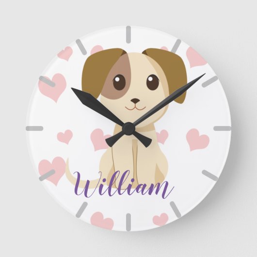 Sweet Puppy  Runde Wanduhr (Vorderseite)