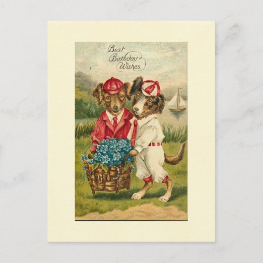 Sweet Pups Beste Geburtstagswünsche Postkarte (Vorderseite)