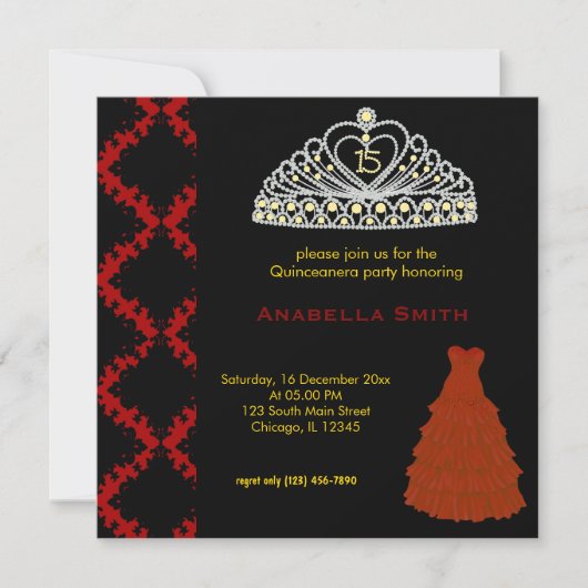 Sweet Quinceanera Einladung (Vorderseite)