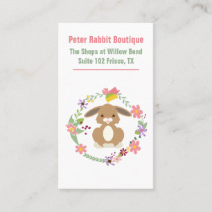Sweet Rabbit and Floral Wreath Visitenkarte