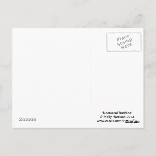 Sweet Raccoon and Owl Art Postkarte (Rückseite)