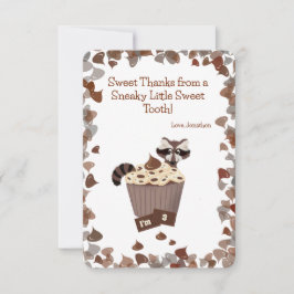 Sweet Raccoon & Chocolate Leckerei Geburtstag Viel Dankeskarte