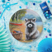 Sweet Raccoon, Kanu, Sommerszene Papier Plate Pappteller (Party)