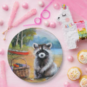 Sweet Raccoon, Kanu, Sommerszene Papier Plate Pappteller (Party)
