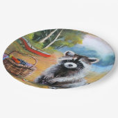Sweet Raccoon, Kanu, Sommerszene Papier Plate Pappteller (Schrägansicht)