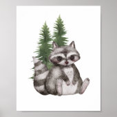 Sweet Raccoon Pine Tree Woodland Kinderzimmer Deco Poster (Vorne)