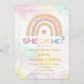 Sweet Rainbow Gender Reveal Party Einladung (Vorne/Hinten)