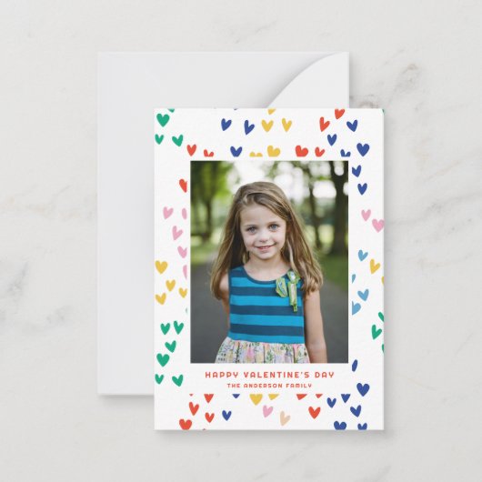 Sweet Rainbow Herzens Valentinstag Fotokarte Mitteilungskarte (Vorderseite)