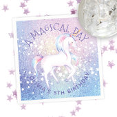 Sweet Rainbow Unicorn Glittery Birthday Party Name Serviette