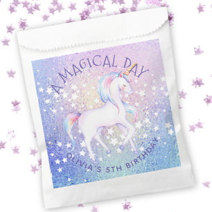 Sweet Rainbow Unicorn Glittery Geburtstagsname Geschenktütchen