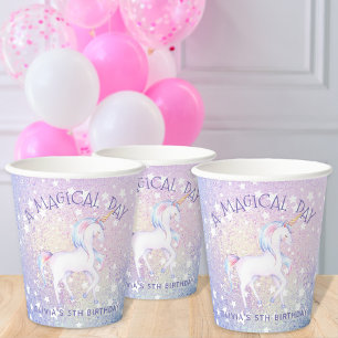 Sweet Rainbow Unicorn Glittery Geburtstagsname Pappbecher