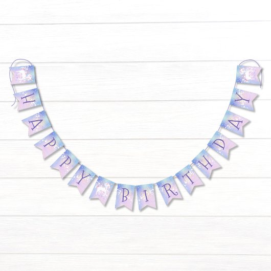 Sweet Rainbow Unicorn Glittery Happy Birthday Wimpelkette